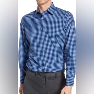 Nordstrom Men’s Shop Tech-Smart Trim Fit Checked Dress Shirt, M, NWT